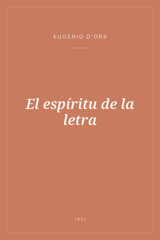 Portada de El espíritu de la letra