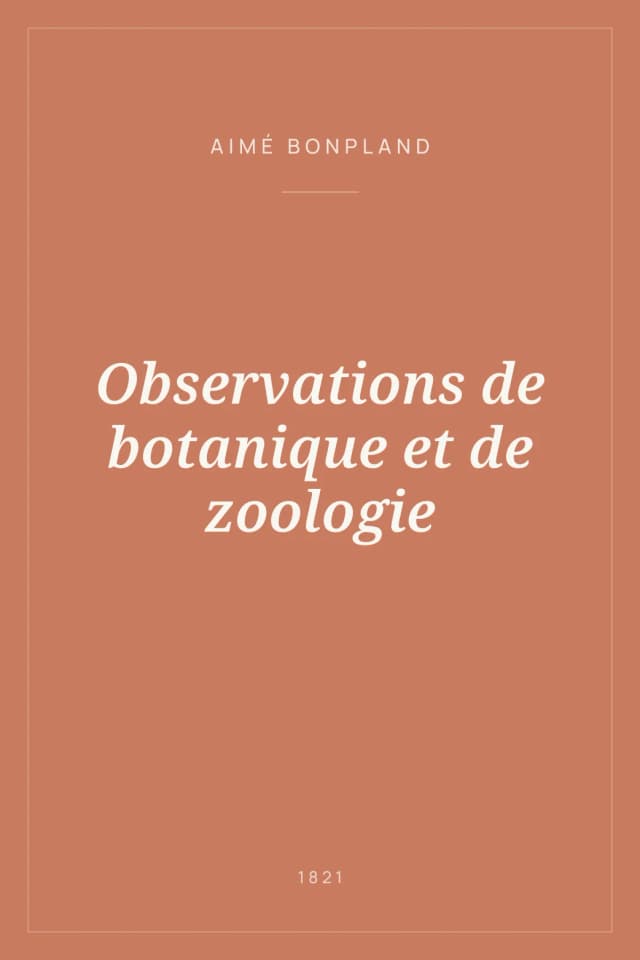 Portada de Observations de botanique et de zoologie