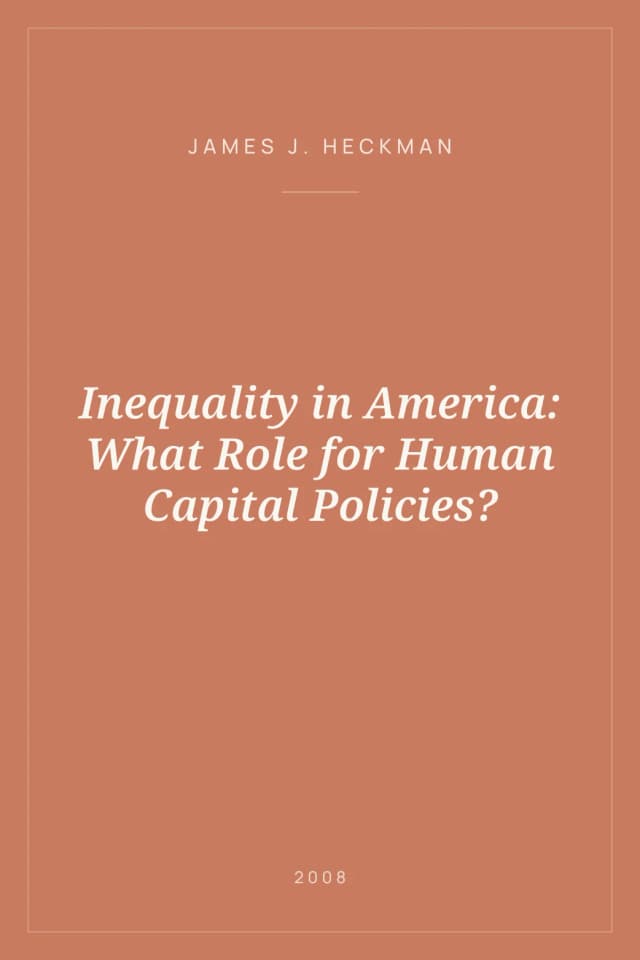 Portada de Inequality in America: What Role for Human Capital Policies?