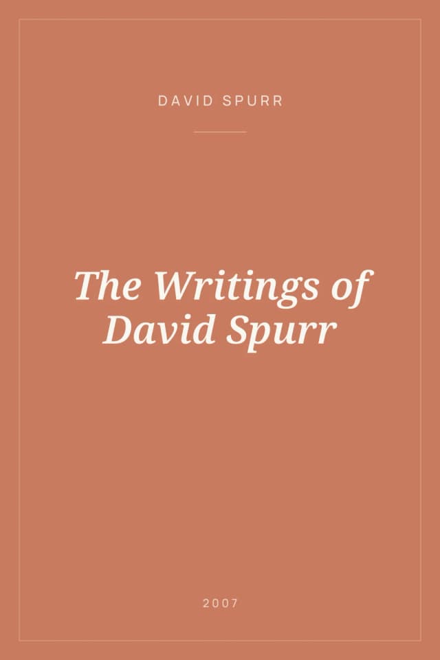 Portada de The Writings of David Spurr
