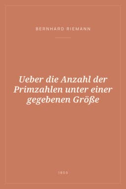 Portada de Ueber die Anzahl der Primzahlen unter einer gegebenen Größe