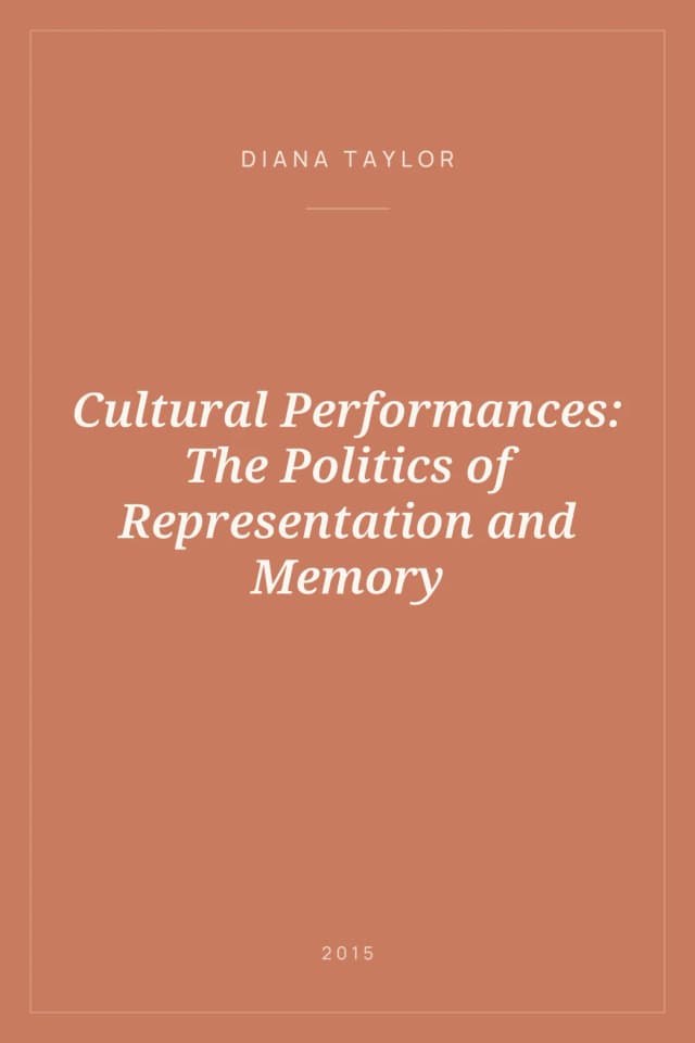 Portada de Cultural Performances: The Politics of Representation and Memory