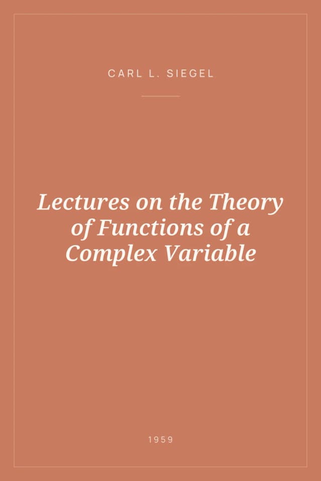 Portada de Lectures on the Theory of Functions of a Complex Variable