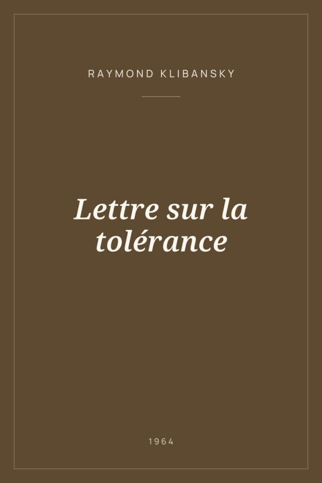 Portada de Lettre sur la tolérance