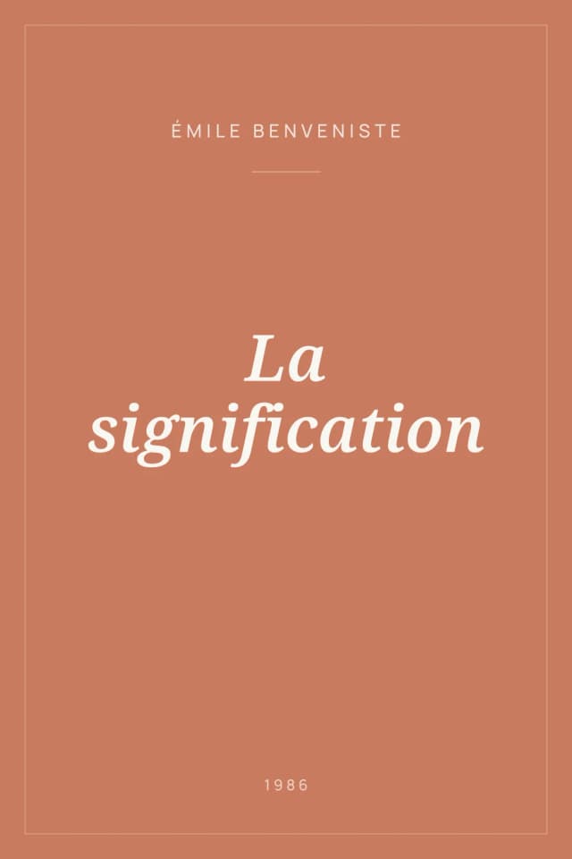 Portada de La signification