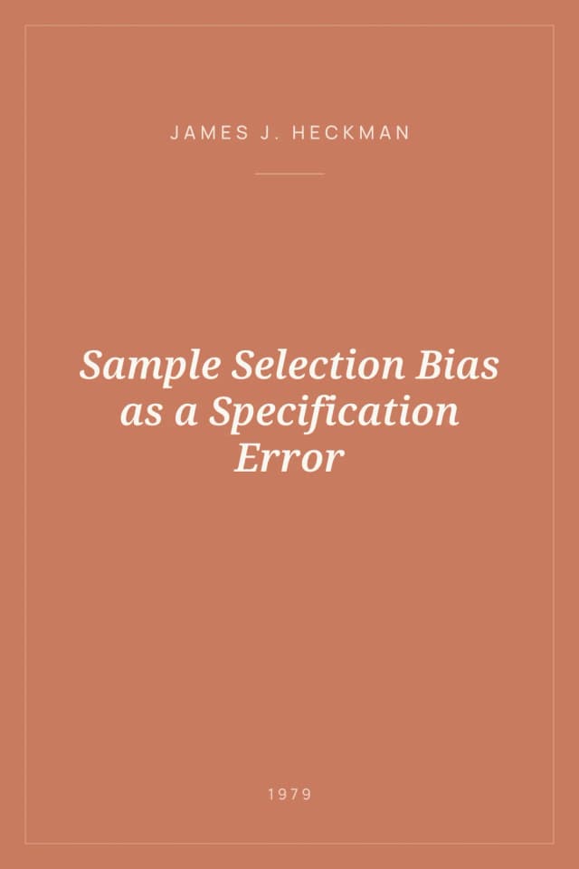 Portada de Sample Selection Bias as a Specification Error