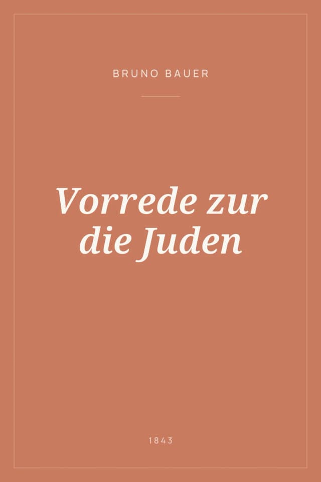 Portada de Vorrede zur die Juden