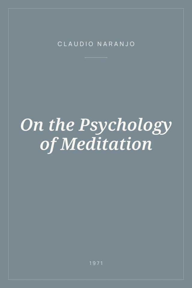 Portada de On the Psychology of Meditation