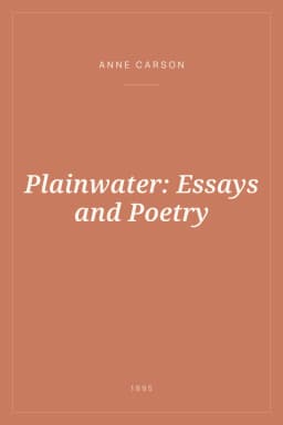 Portada de Plainwater: Essays and Poetry