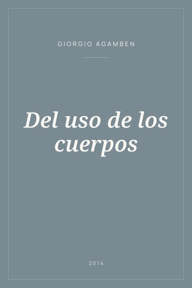 Portada de Del uso de los cuerpos