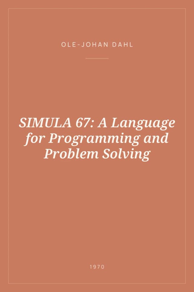 Portada de SIMULA 67: A Language for Programming and Problem Solving