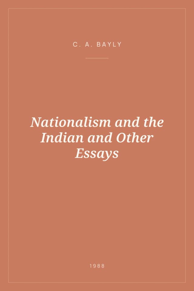 Portada de Nationalism and the Indian and Other Essays