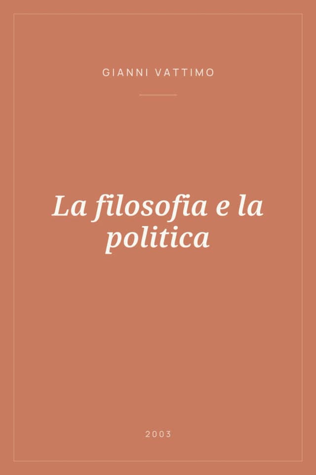 Portada de La filosofia e la politica