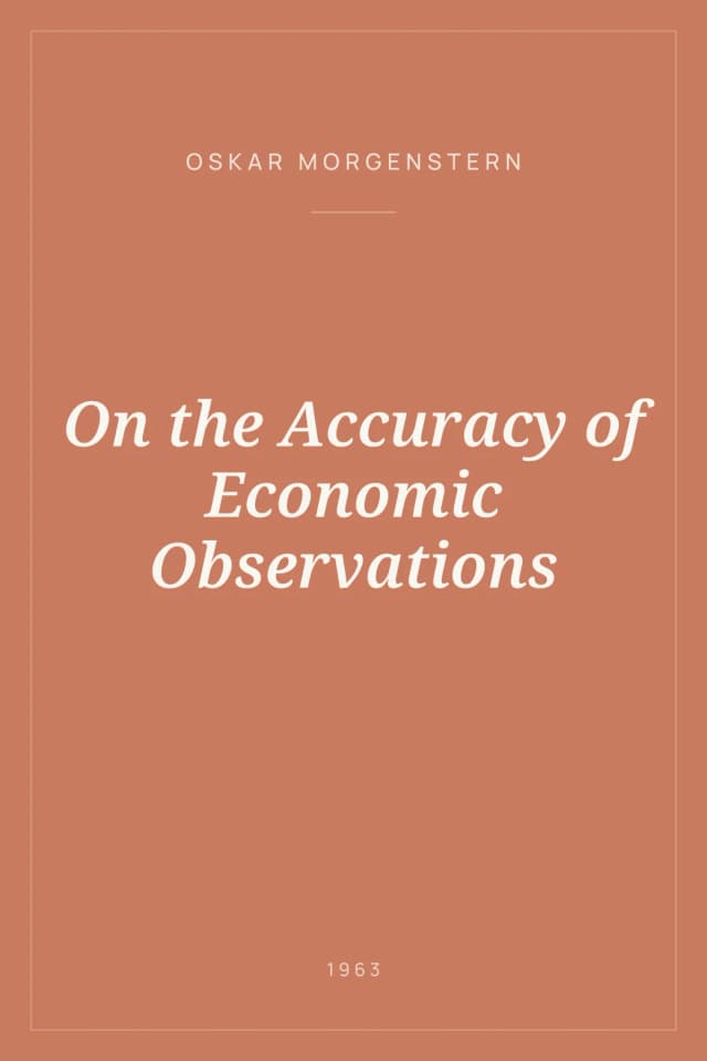 Portada de On the Accuracy of Economic Observations
