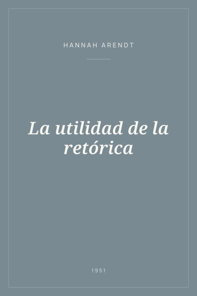 Portada de La utilidad de la retórica