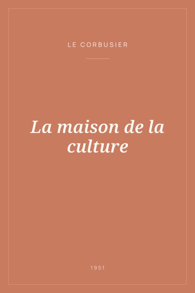 Portada de La maison de la culture