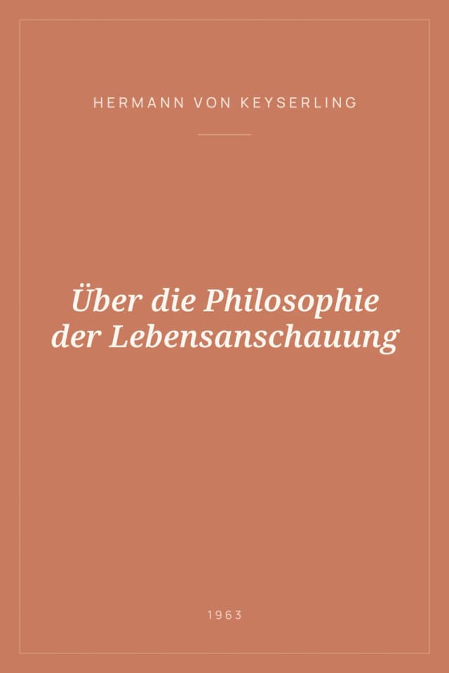 Portada de Über die Philosophie der Lebensanschauung