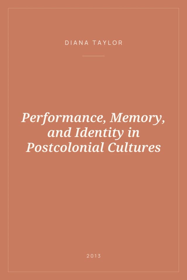 Portada de Performance, Memory, and Identity in Postcolonial Cultures
