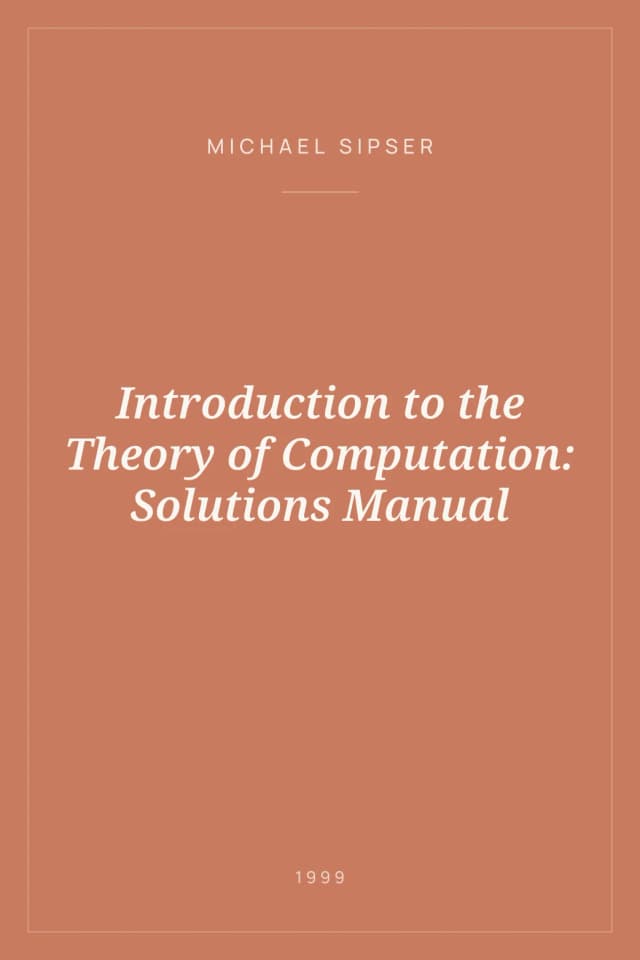 Portada de Introduction to the Theory of Computation: Solutions Manual