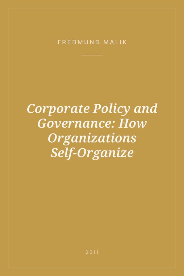 Portada de Corporate Policy and Governance: How Organizations Self-Organize
