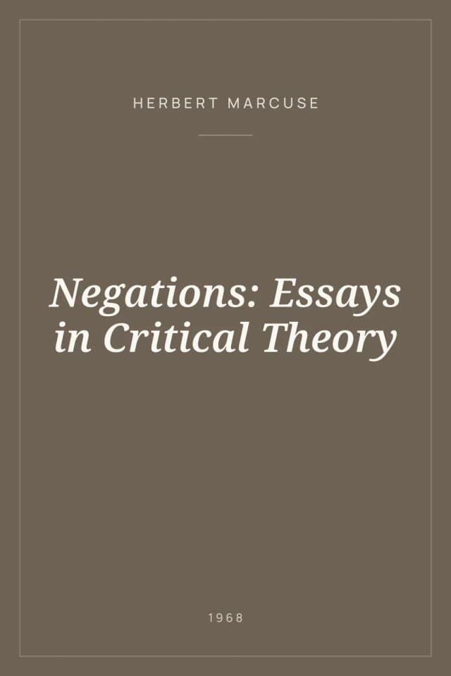 Portada de Negations: Essays in Critical Theory