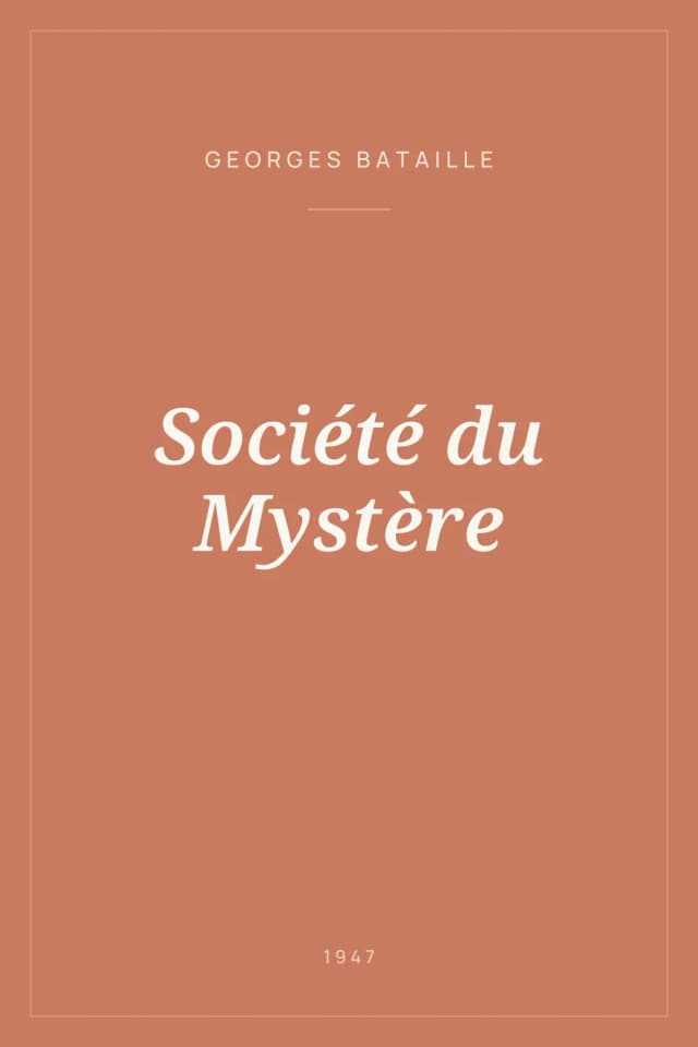 Portada de Société du Mystère