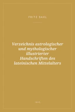 Portada de Verzeichnis astrologischer und mythologischer illustrierter Handschriften des lateinischen Mittelalters