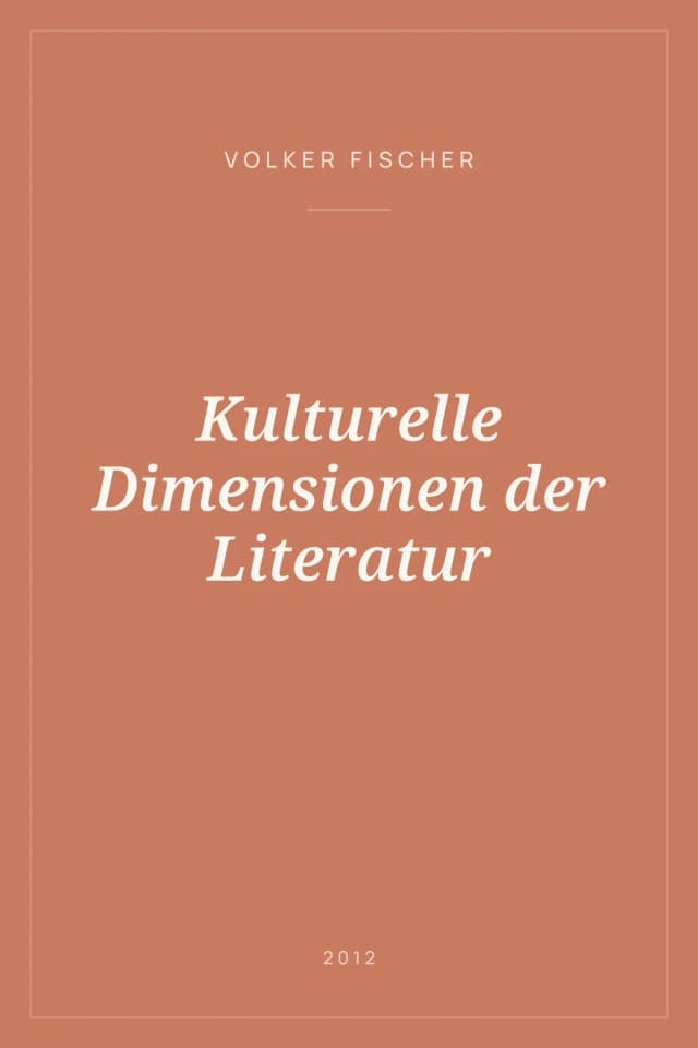 Portada de Kulturelle Dimensionen der Literatur