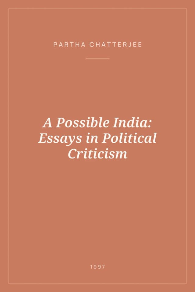 Portada de A Possible India: Essays in Political Criticism