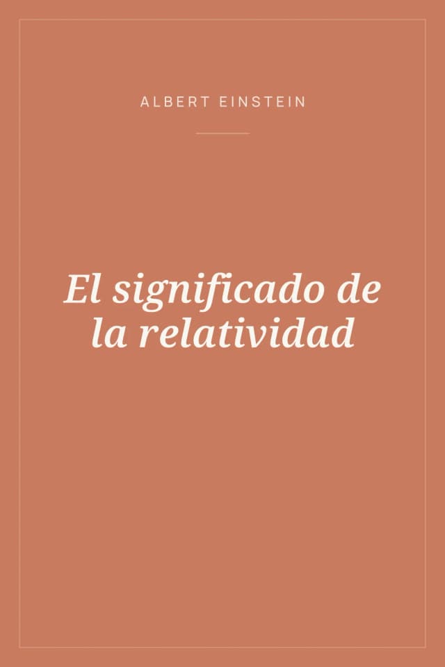 Portada de El significado de la relatividad