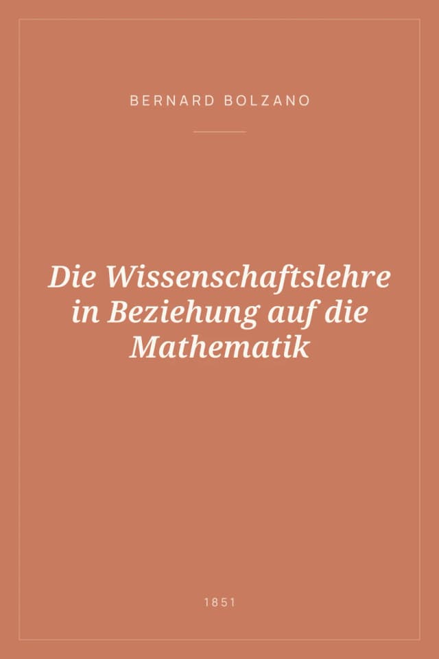 Portada de Die Wissenschaftslehre in Beziehung auf die Mathematik