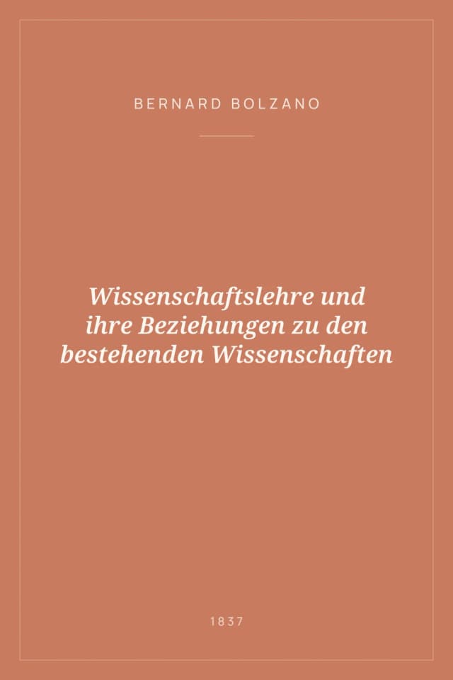 Portada de Wissenschaftslehre und ihre Beziehungen zu den bestehenden Wissenschaften