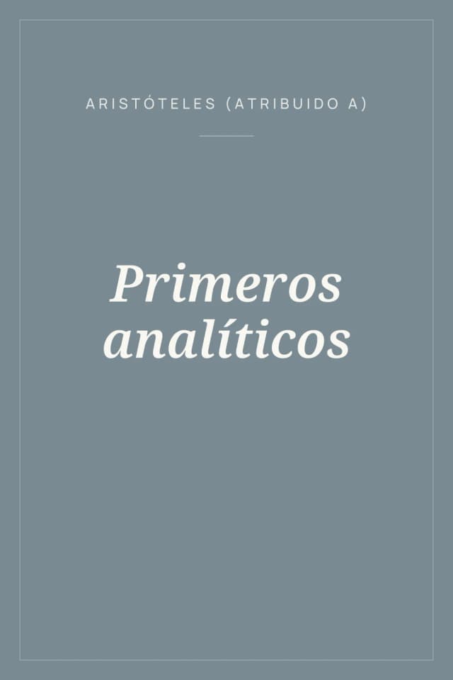 Portada de Primeros analíticos