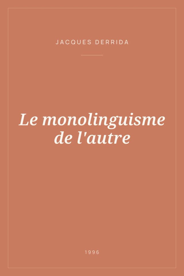 Portada de Le monolinguisme de l'autre