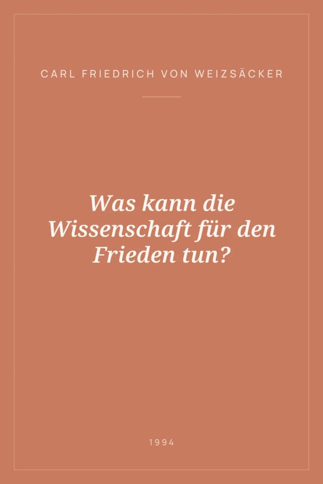 Portada de Was kann die Wissenschaft für den Frieden tun?
