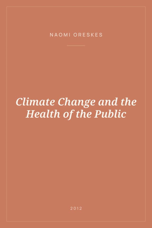 Portada de Climate Change and the Health of the Public