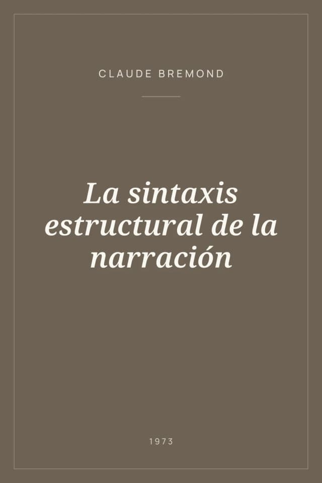 Portada de La sintaxis estructural de la narración