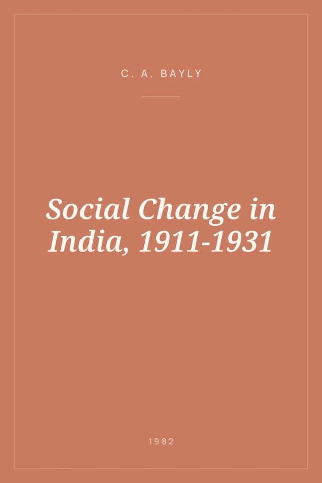 Portada de Social Change in India, 1911-1931