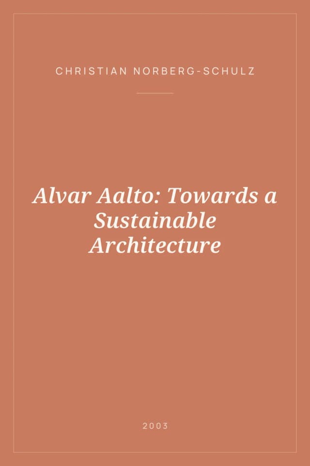 Portada de Alvar Aalto: Towards a Sustainable Architecture