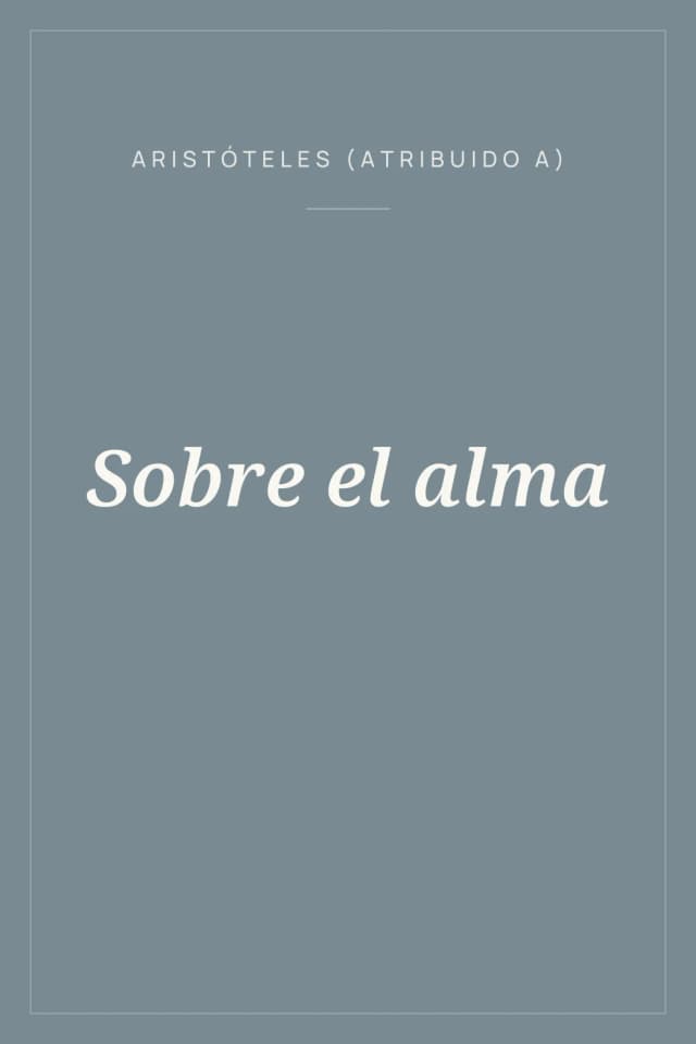 Portada de Sobre el alma