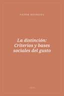 Portada de La distinción: Criterios y bases sociales del gusto