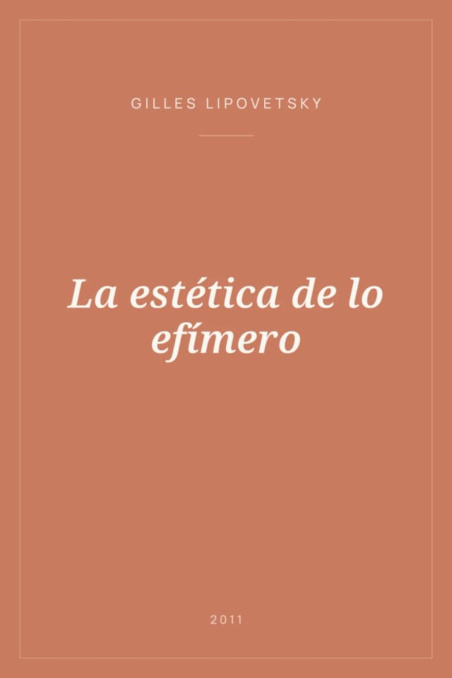 Portada de La estética de lo efímero