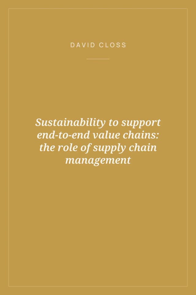 Portada de Sustainability to support end-to-end value chains: the role of supply chain management