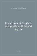 Portada de Para una crítica de la economía política del signo