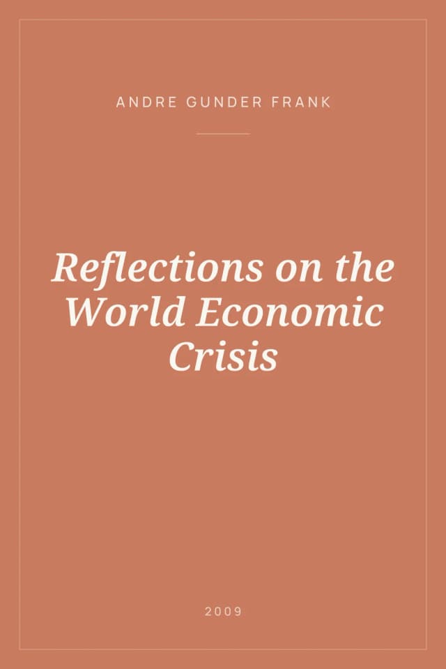 Portada de Reflections on the World Economic Crisis