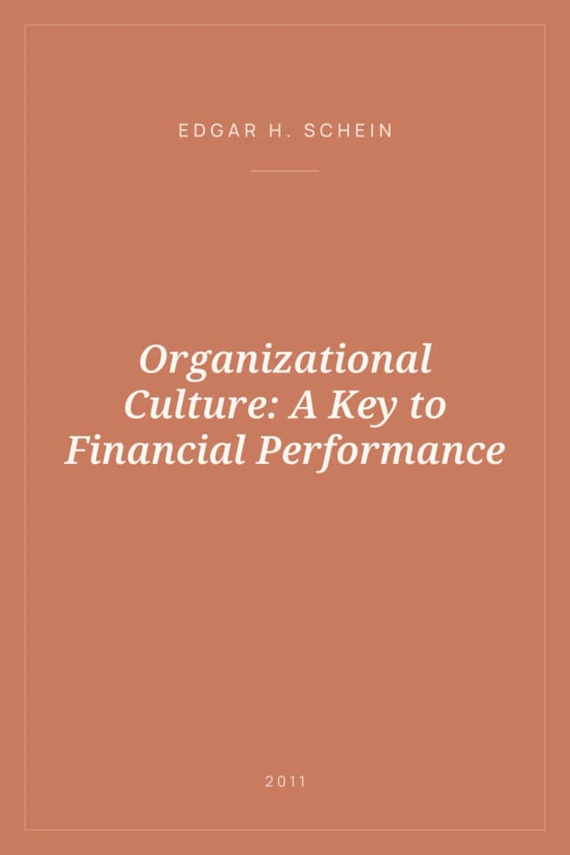 Portada de Organizational Culture: A Key to Financial Performance