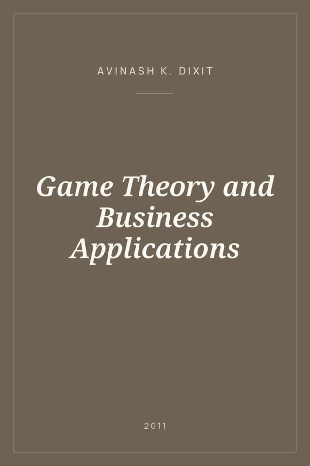 Portada de Game Theory and Business Applications