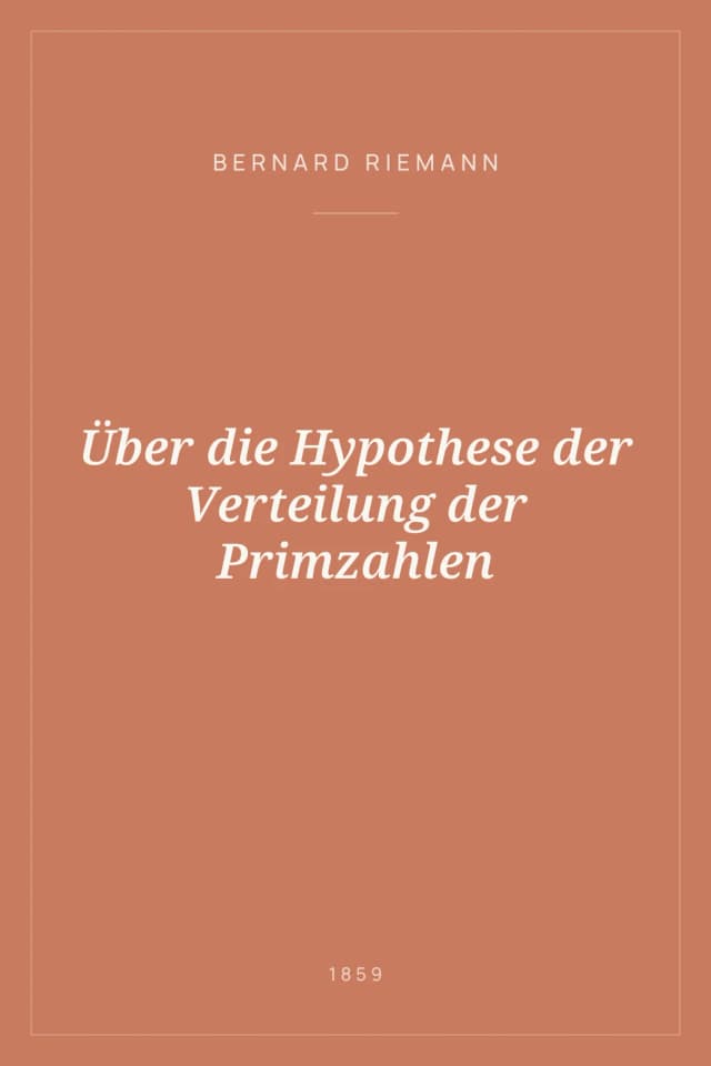 Portada de Über die Hypothese der Verteilung der Primzahlen
