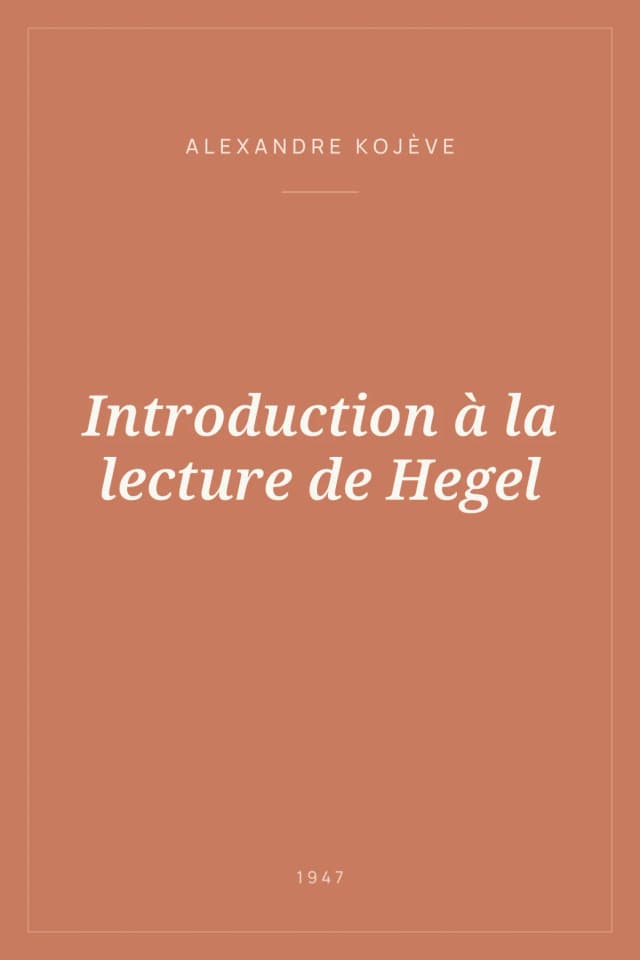 Portada de Introduction à la lecture de Hegel