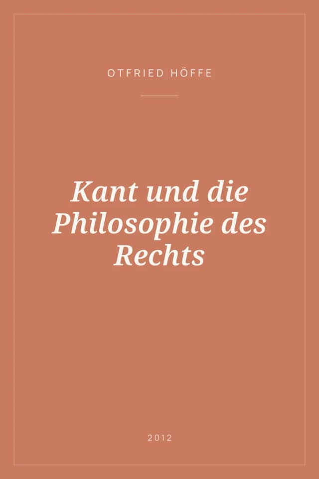 Portada de Kant und die Philosophie des Rechts